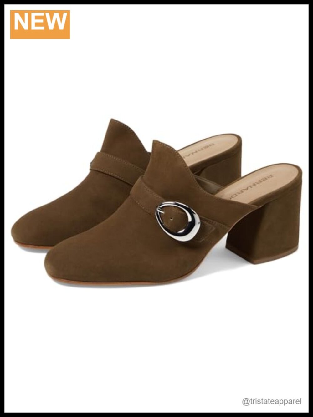 Bernardo Natasia Leather Block Heel Mule Slip-On Work Shoe